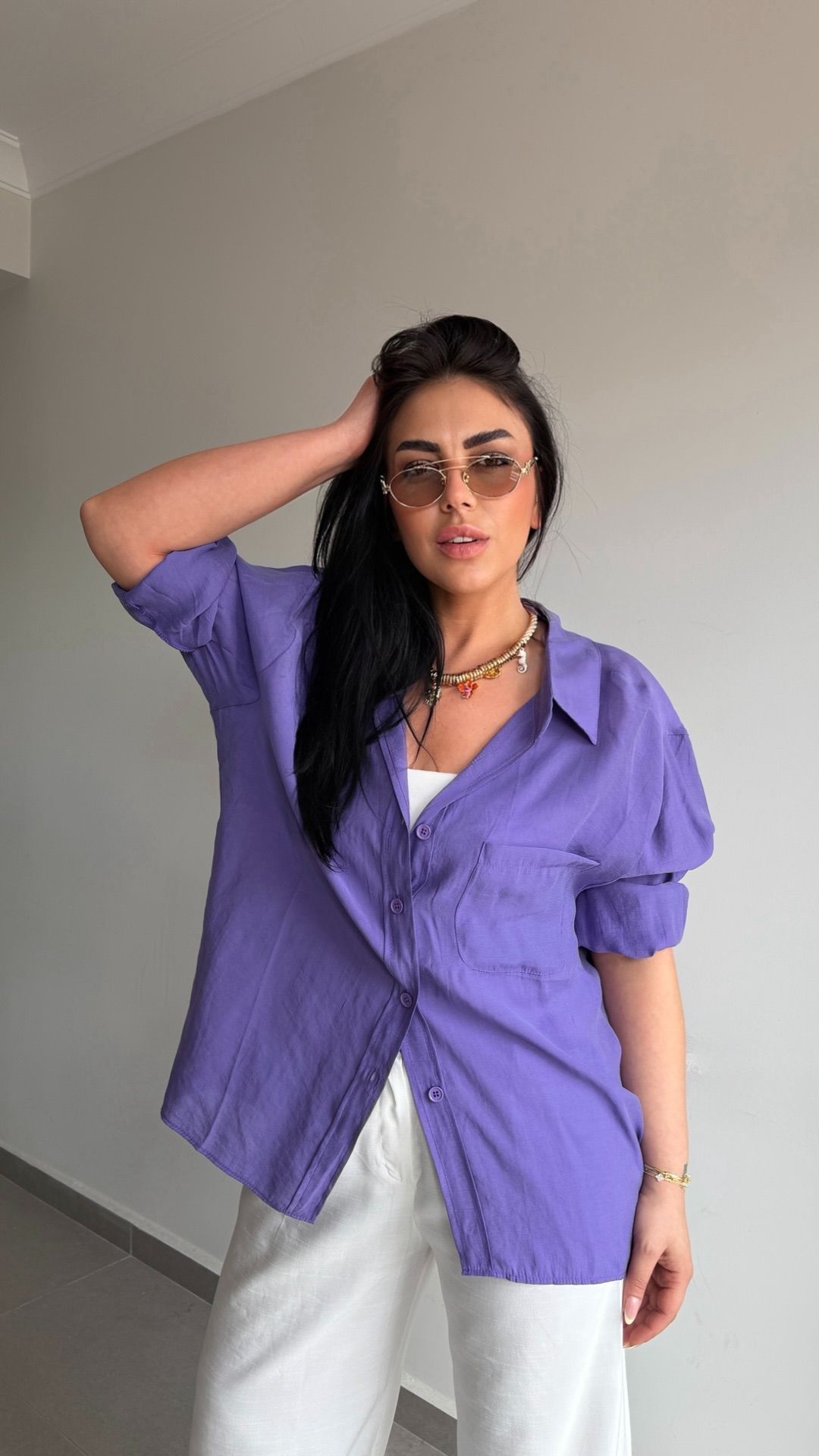 OVERSİZE DÜŞÜK OMUZ GÖMLEK — görsel 58