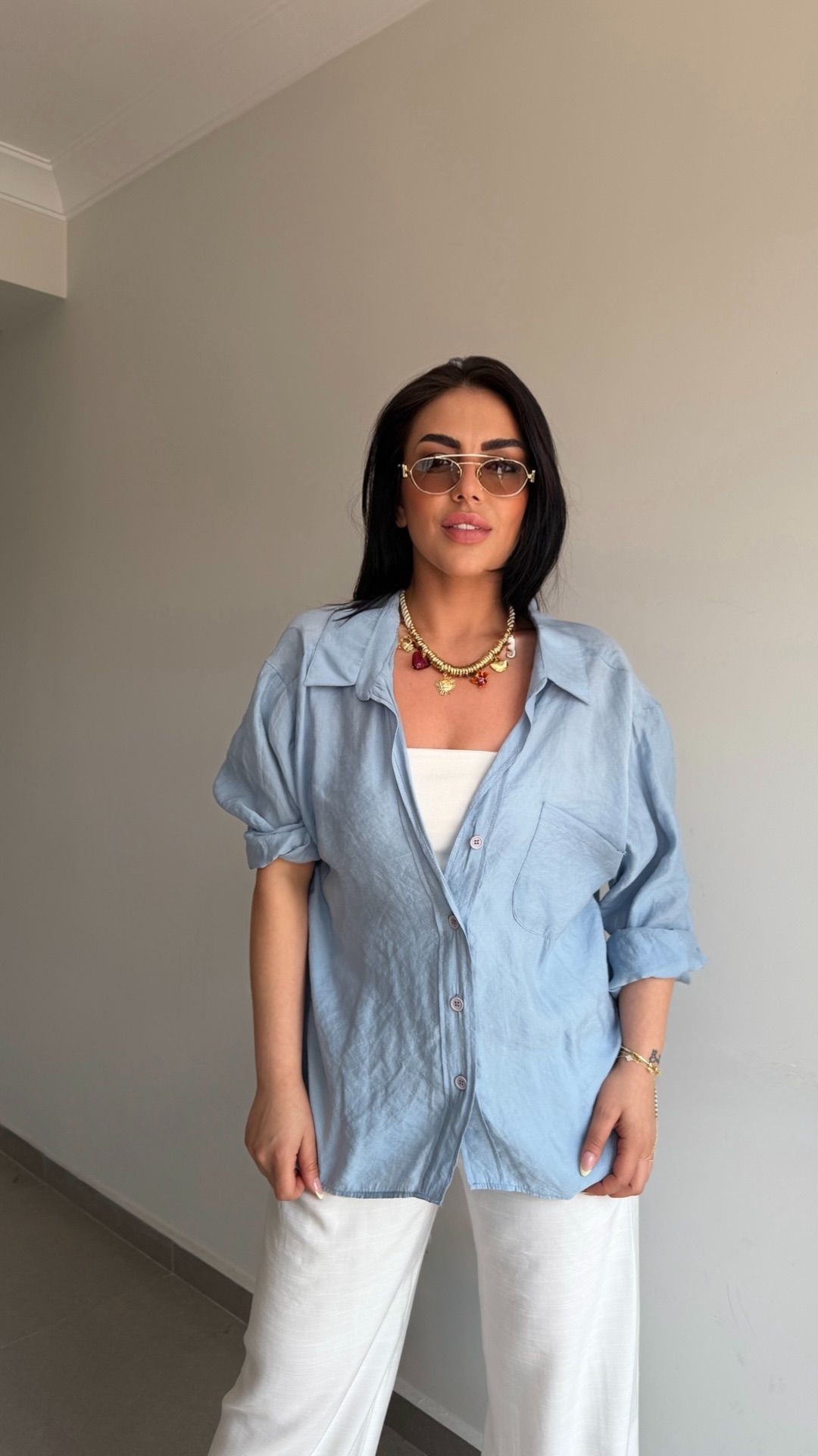 OVERSİZE DÜŞÜK OMUZ GÖMLEK — görsel 32