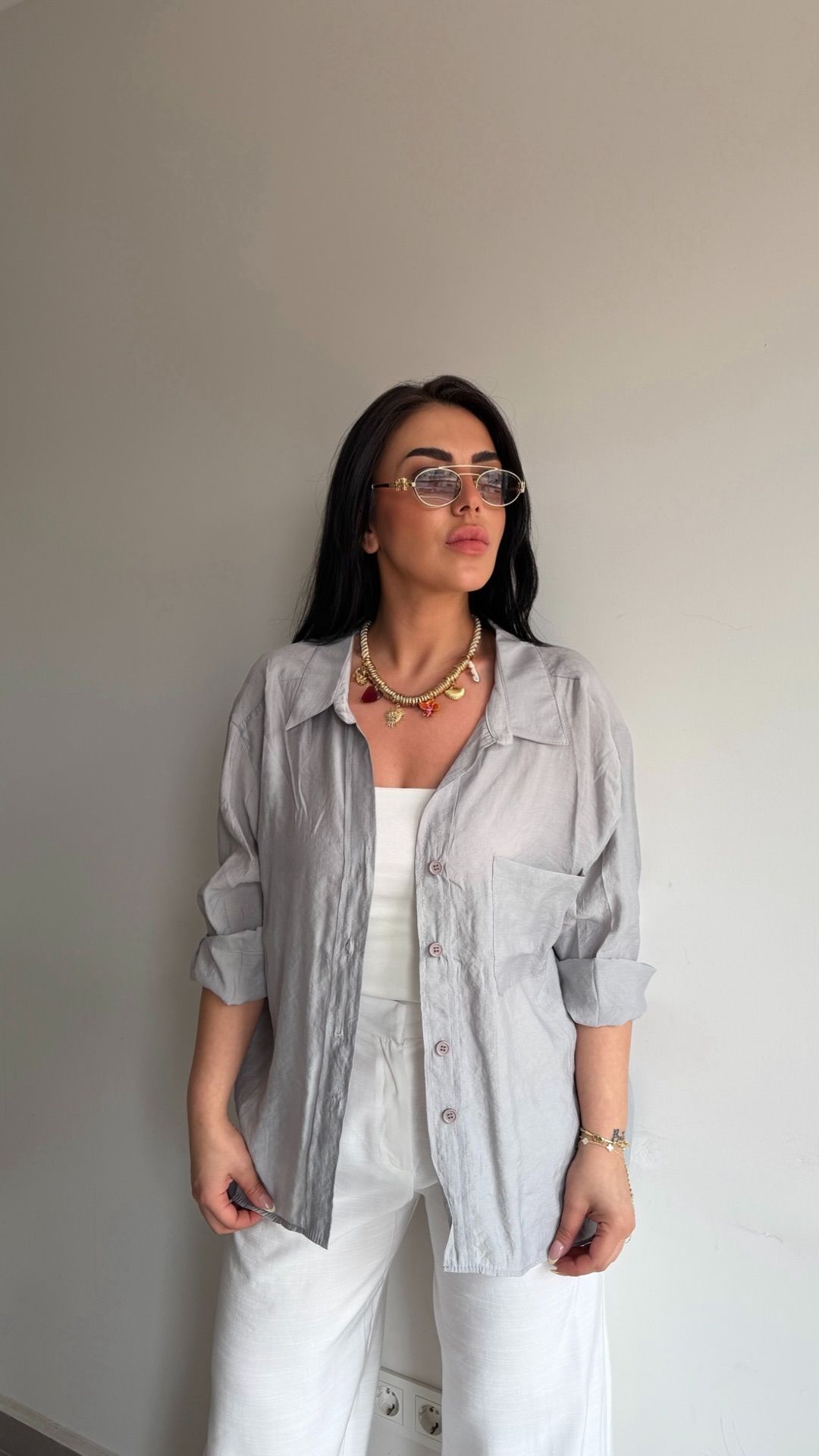 OVERSİZE DÜŞÜK OMUZ GÖMLEK — görsel 34