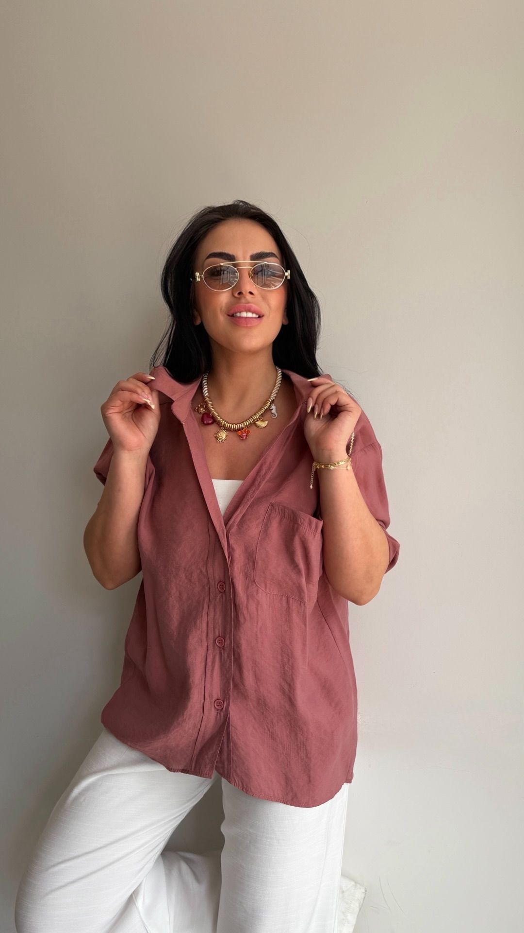 OVERSİZE DÜŞÜK OMUZ GÖMLEK — görsel 13