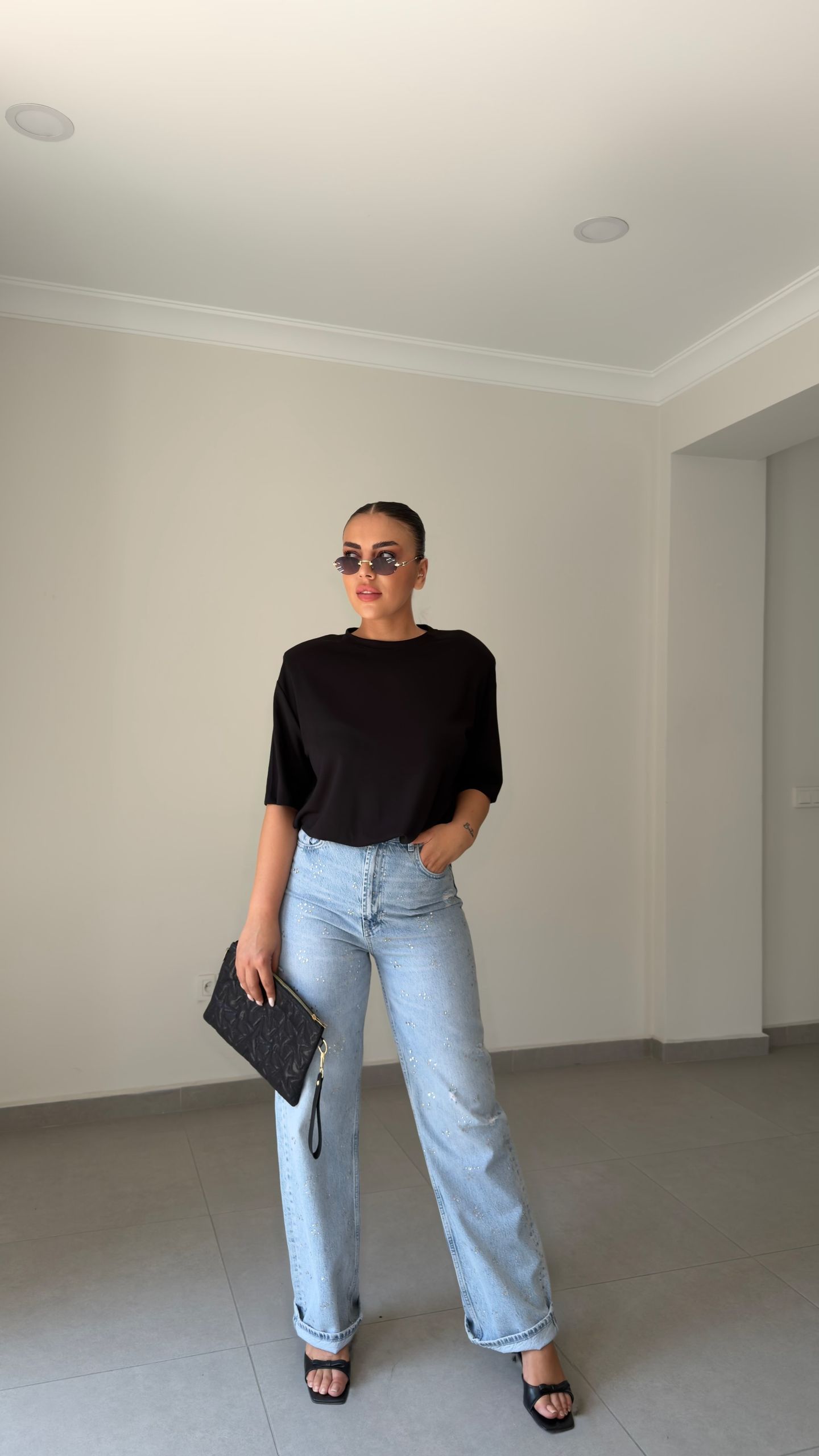 BLUE WİDE LEG TAŞLI JEAN