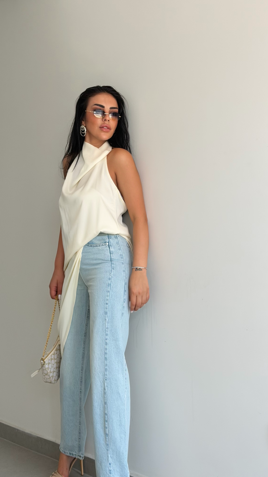 SATEN ASİMETRİK KESİM BLUZ — görsel 6