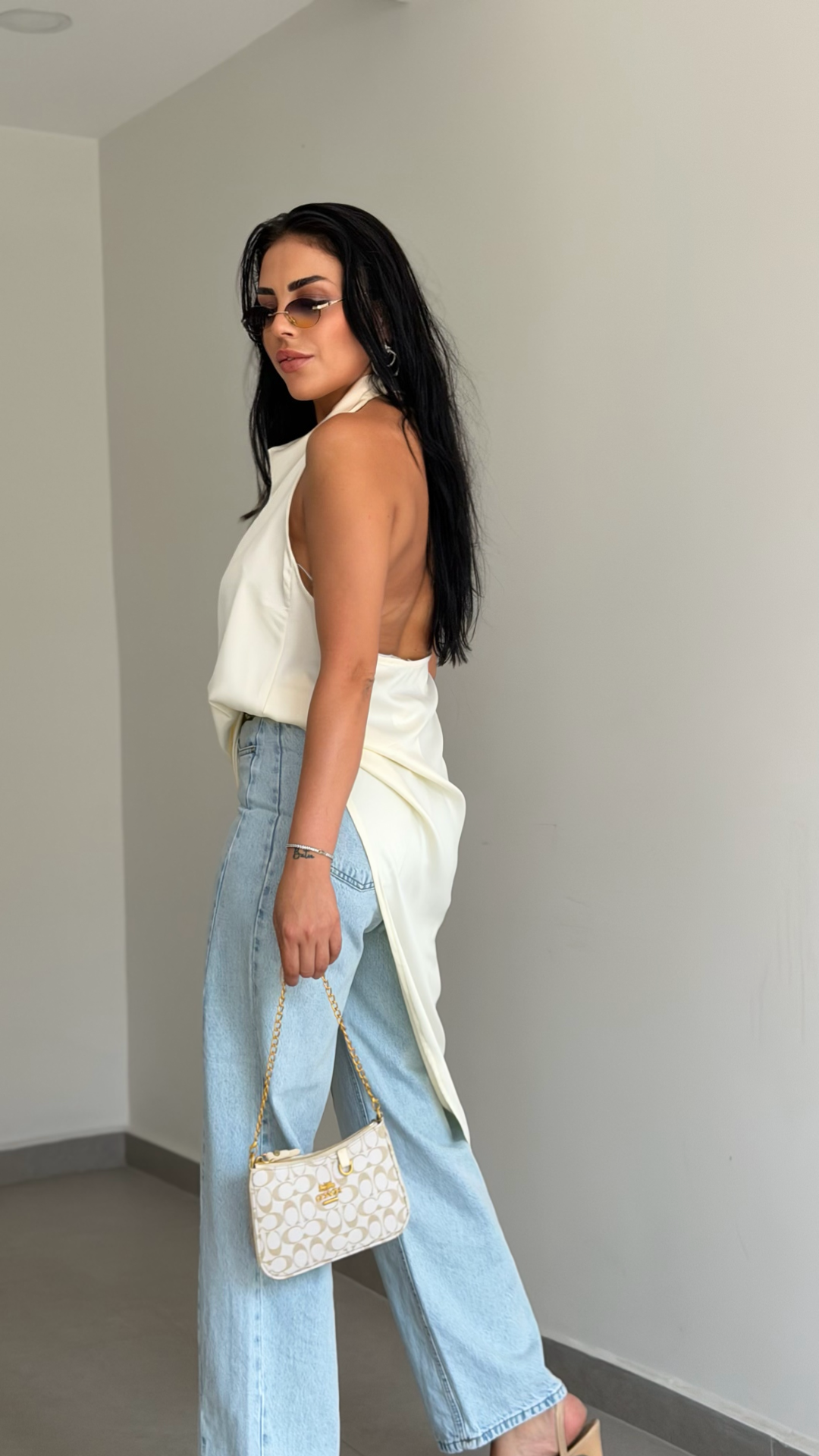 SATEN ASİMETRİK KESİM BLUZ — görsel 7