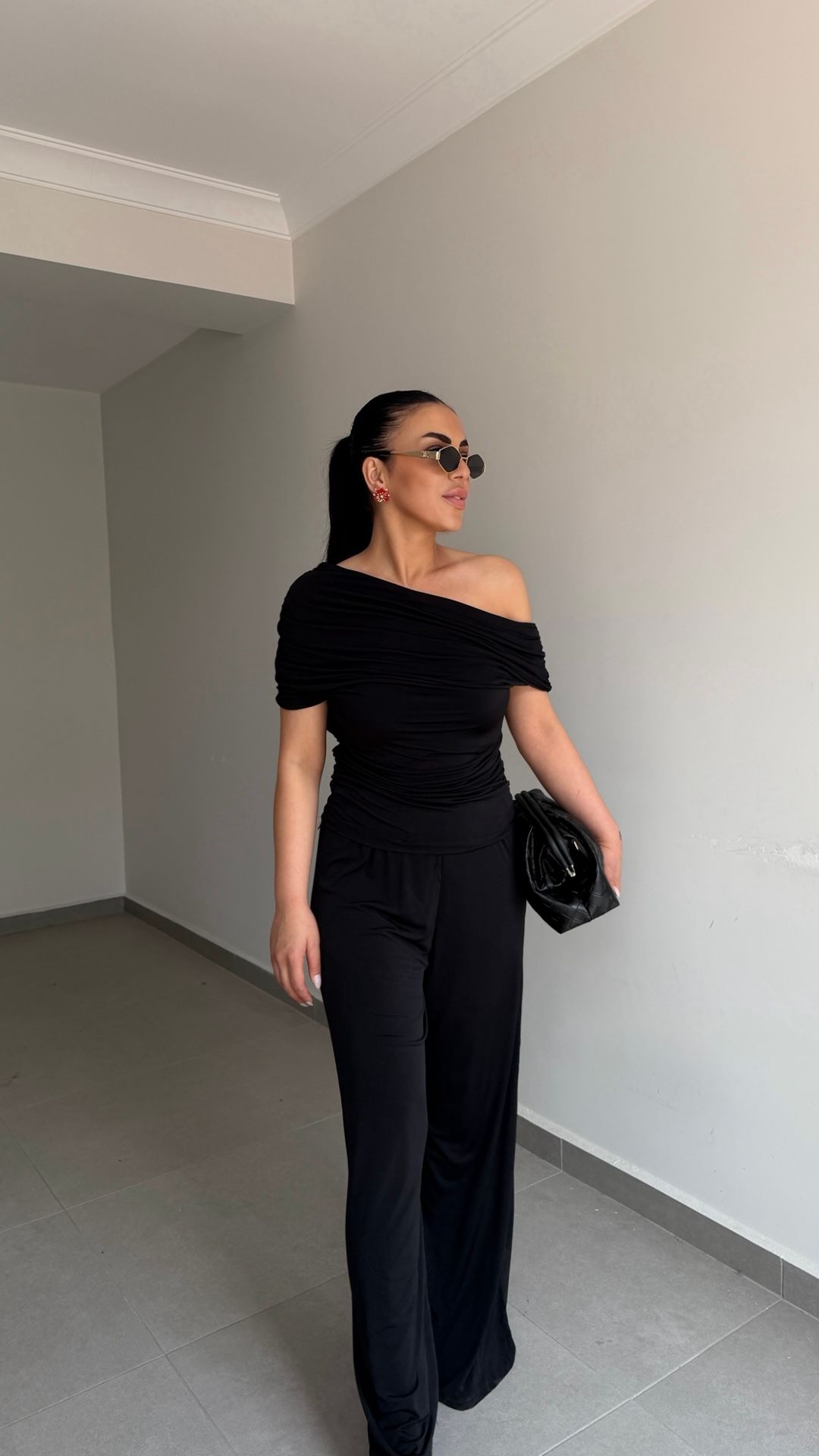 KAYIK YAKA BÜZGÜLÜ BLUZ TAKIM — görsel 8