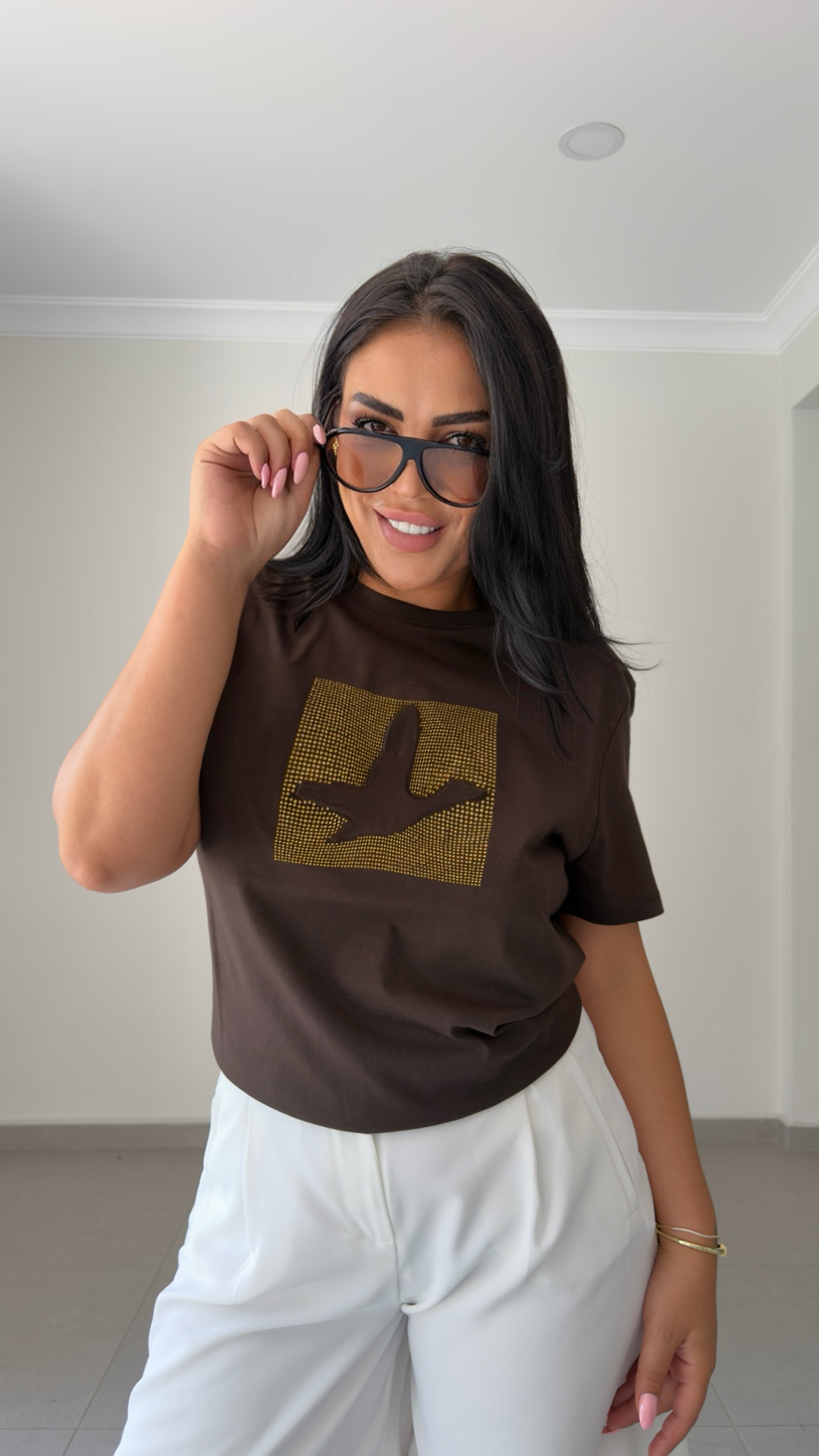 BİSİKLET YAKA CLUP GOLD BİRD T-SHIRT