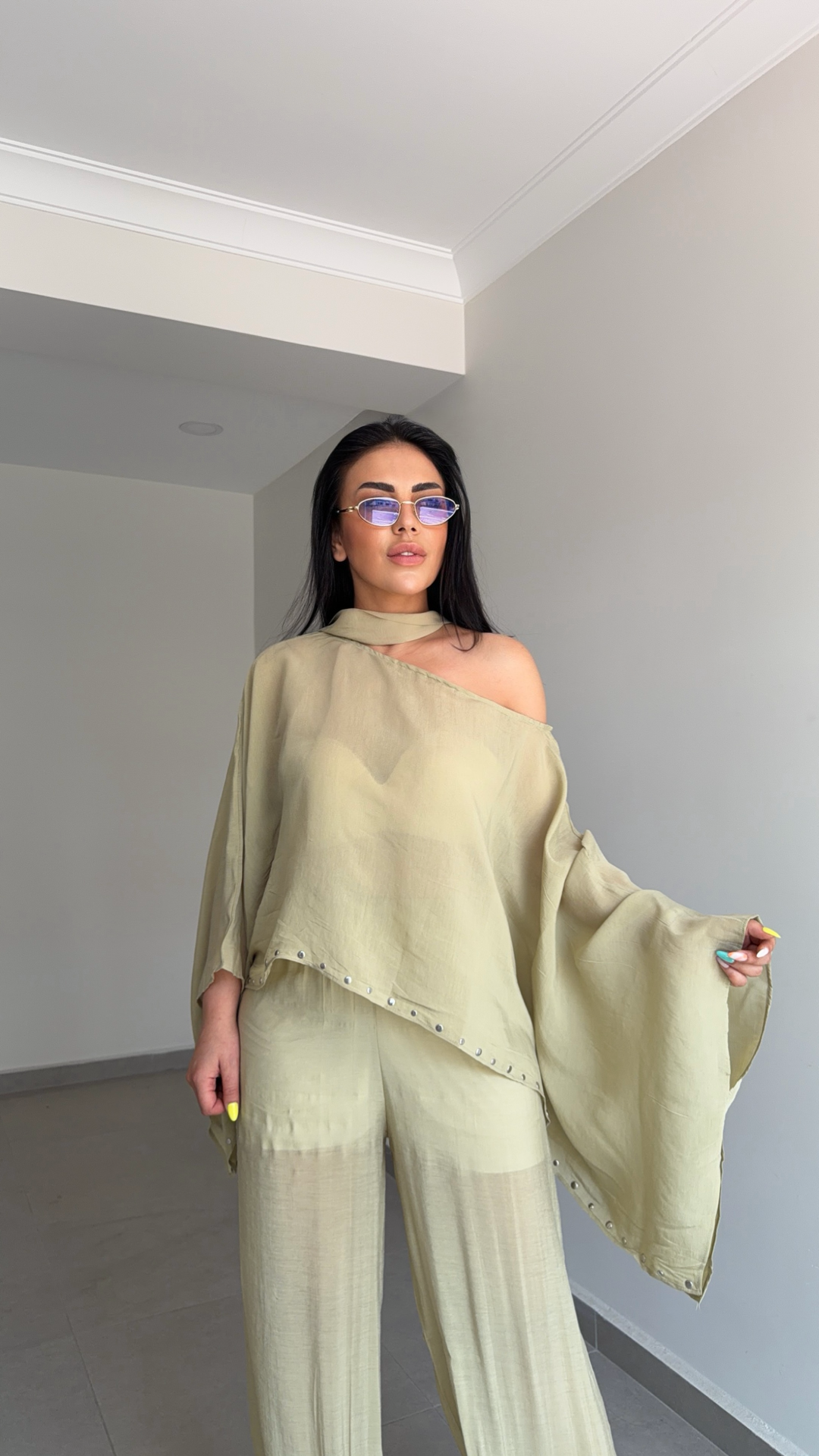 ZIMBA DETAY ASİMETRİK KESİM BLUZ TAKIM — görsel 5