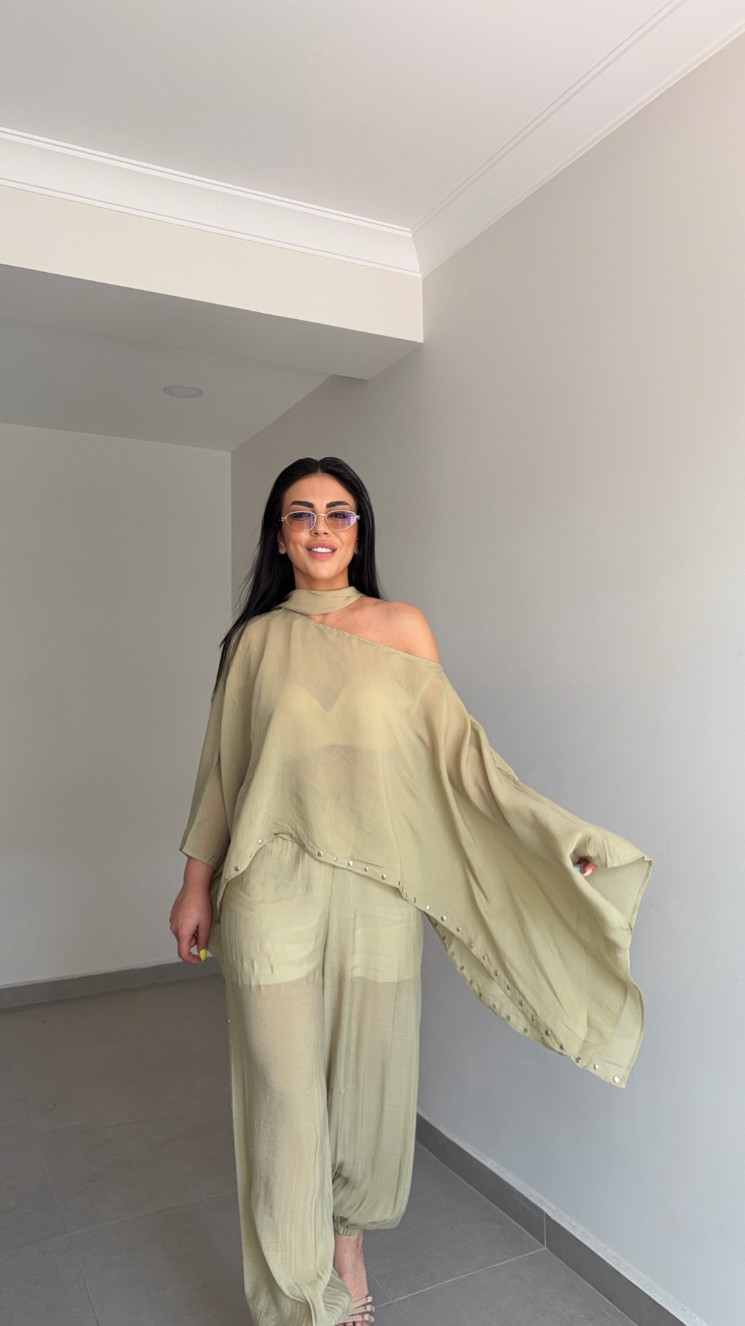 ZIMBA DETAY ASİMETRİK KESİM BLUZ TAKIM — görsel 4