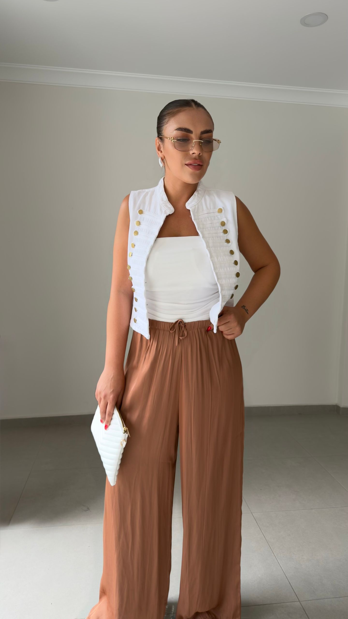SATEN BEL LASTİK PANTOLON — görsel 10