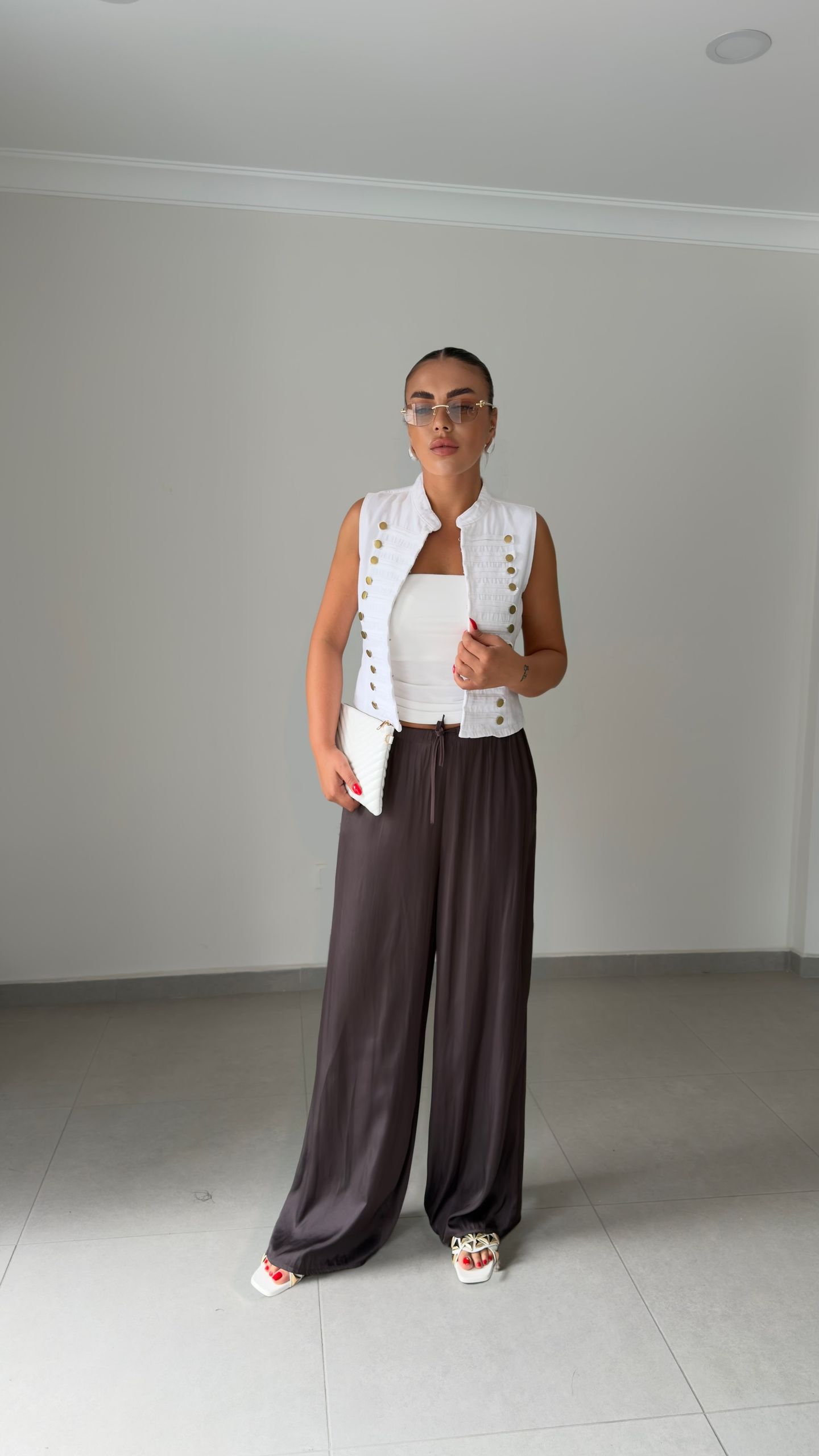 SATEN BEL LASTİK PANTOLON — görsel 7