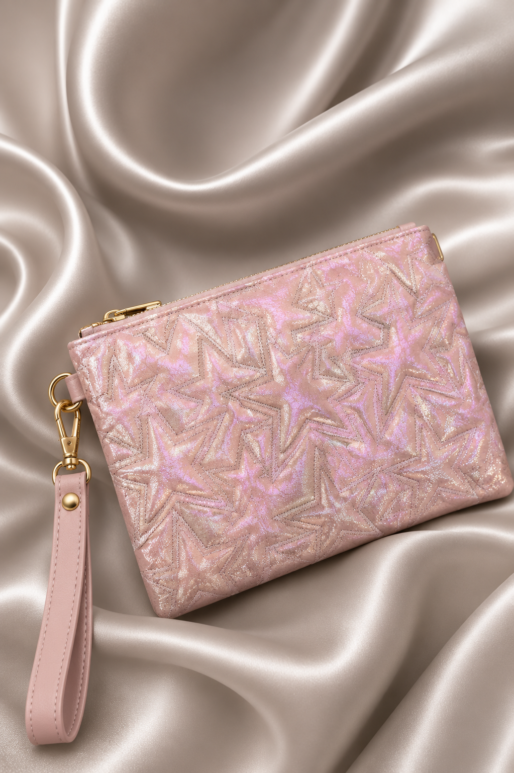 YILDIZ DESENLİ PARLAK CLUTCH ÇANTA — görsel 7