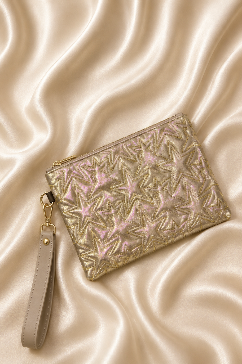 YILDIZ DESENLİ PARLAK CLUTCH ÇANTA — görsel 8