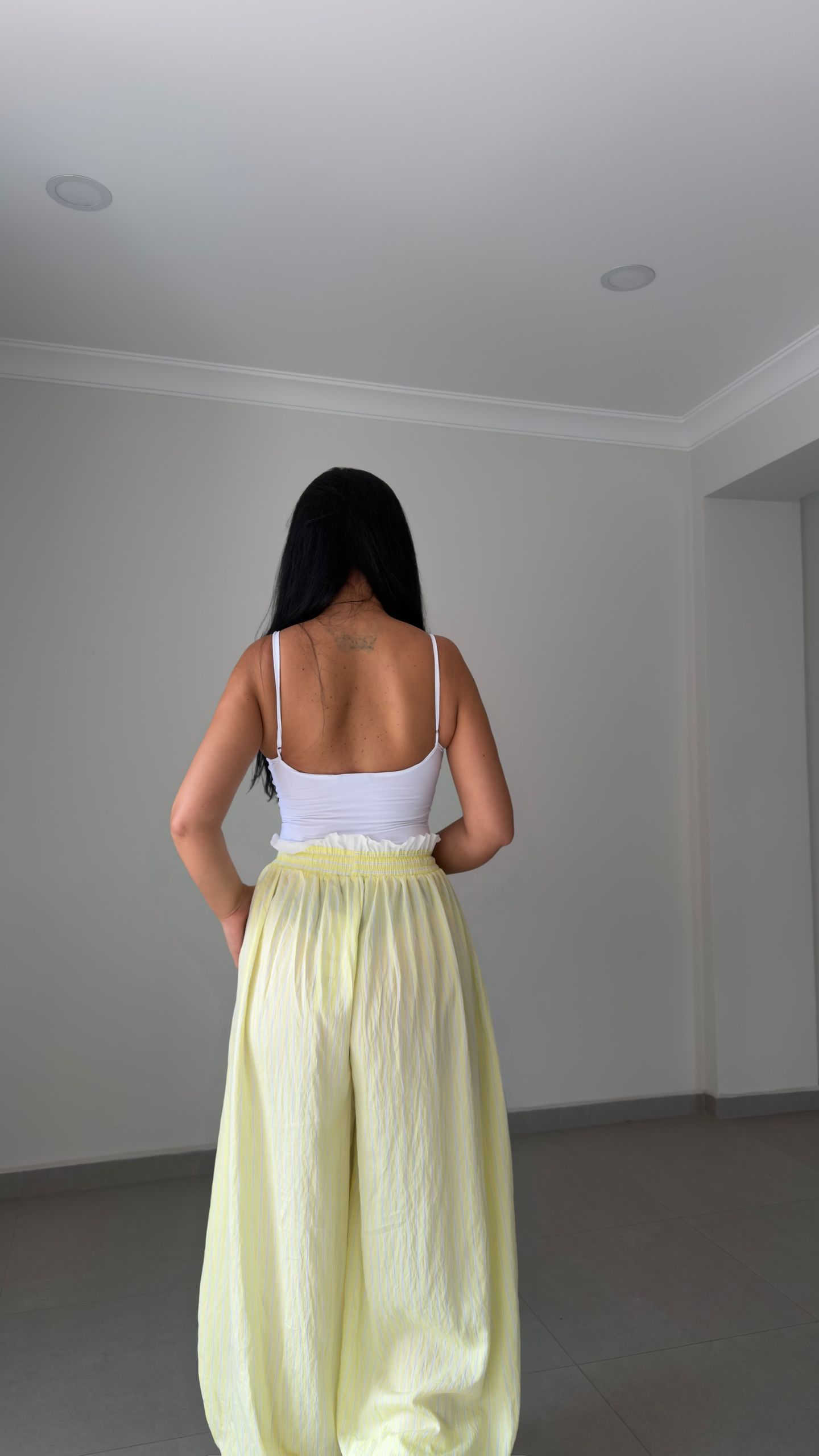 BEL DETAY ÇİZGİLİ ŞALVAR PANTOLON — görsel 6