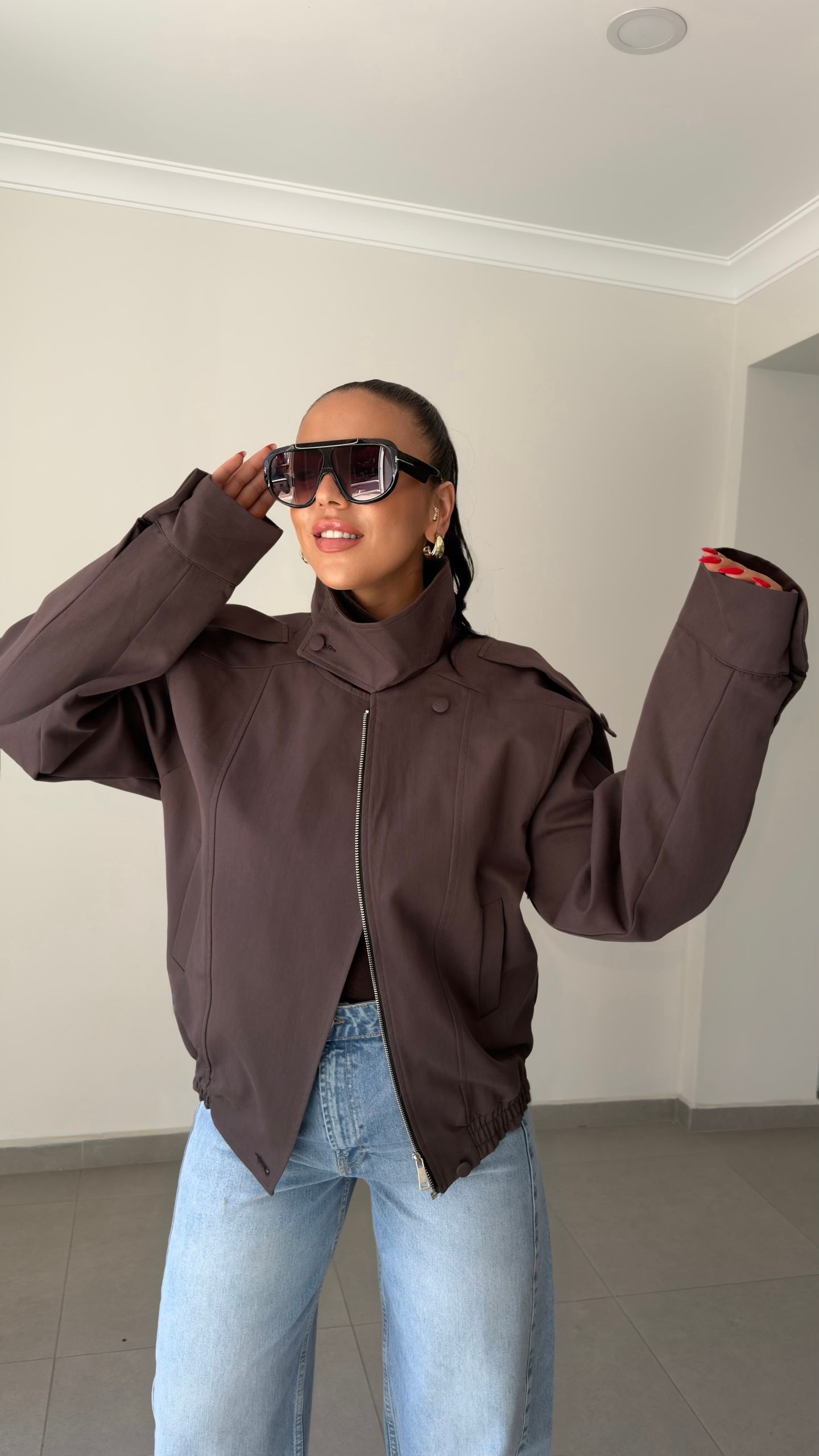DİK YAKA OVERSİZE TRENÇKOT
