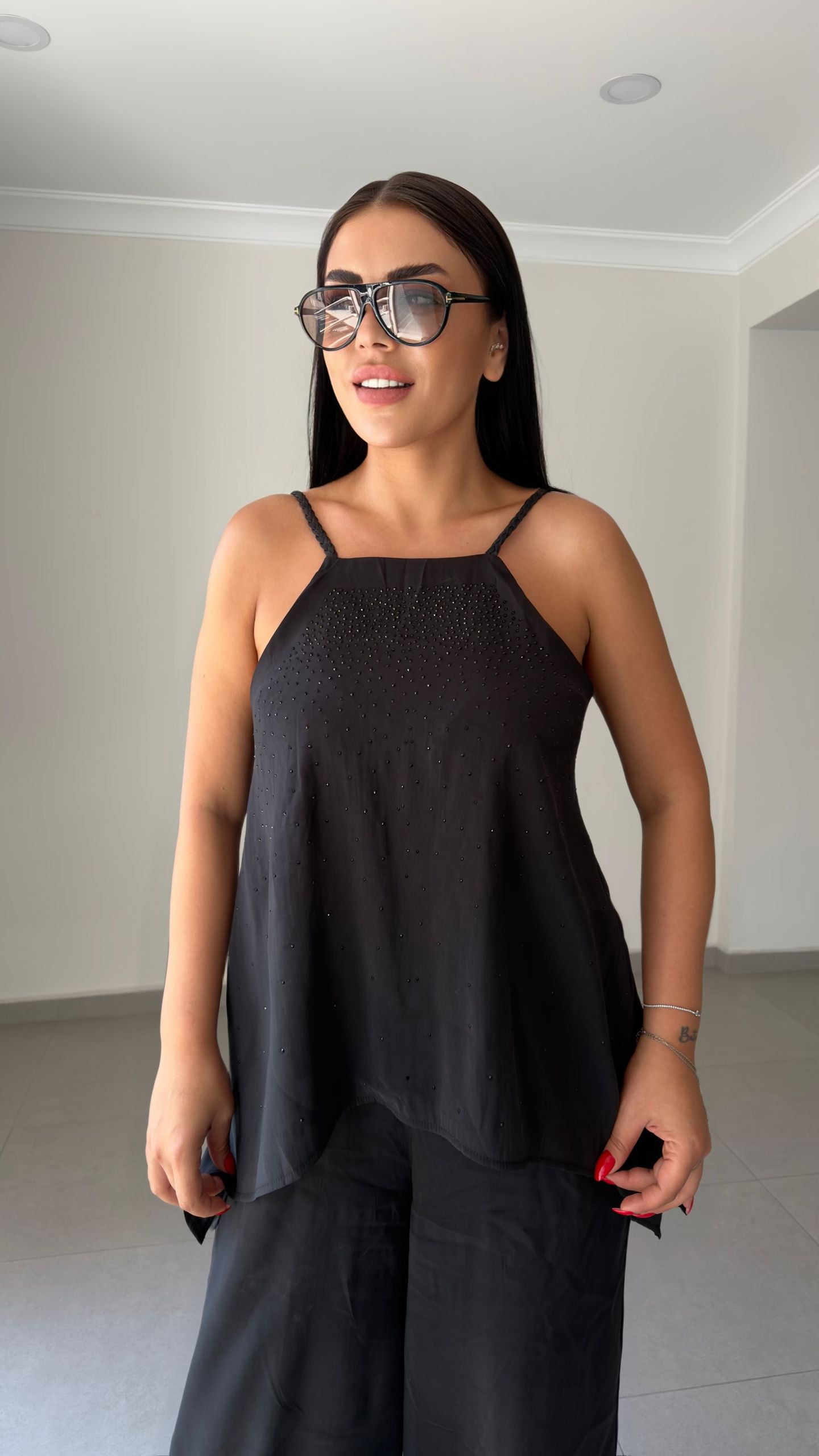 TAŞLI ÖRME ASKILI TULUM